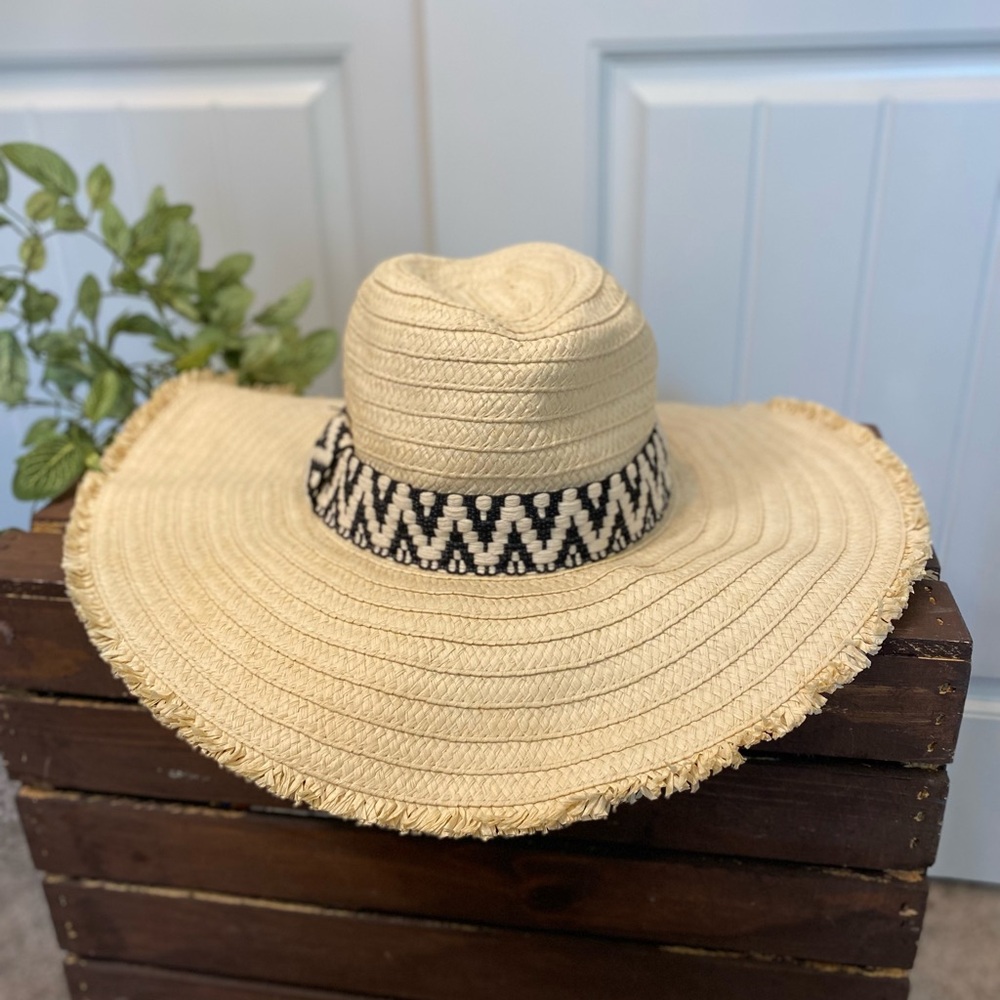 Floppy Frayed Weaved Paper/Straw Sun Hat